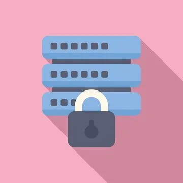 Secure server database protecting important data with lock symbol Stock Illustration