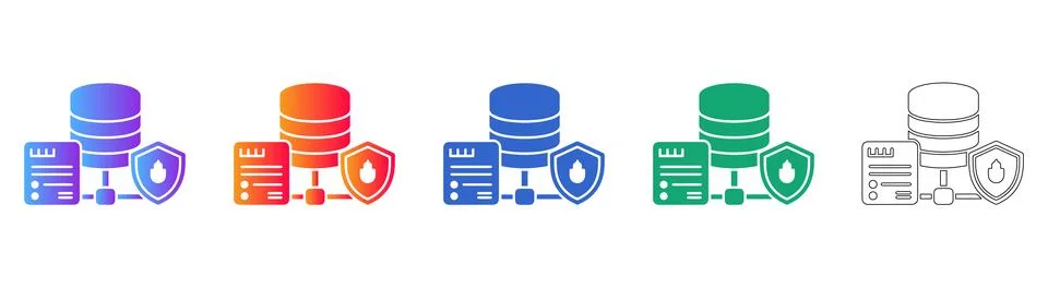 Secure Server Documentation Icons Stock Illustration