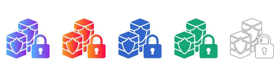Secure Server Infrastructure Icons Stock Illustration