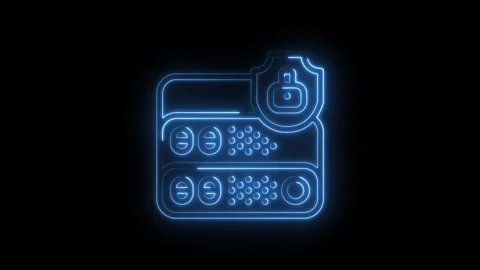 Secure server neon outline animation data protection and cybersecurity concept Vídeo Stock 322959342