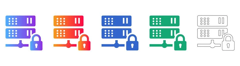 Secure Server Network Icons Collection Stock Illustration