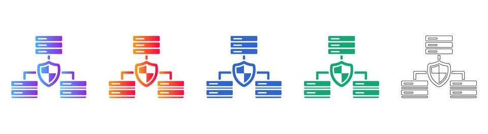 Secure Server Network Infrastructure Icons Stock Illustration