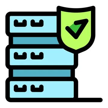Secure server protected by shield with check mark, ensuring data safety and.. イラスト素材