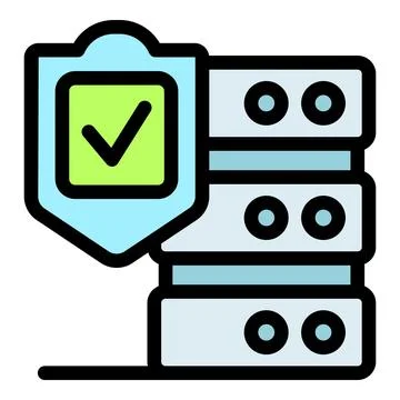 Secure server protected by shield with checkmark, ensuring data safety 스톡 일러스트
