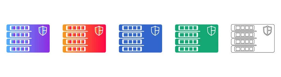Secure Server Rack and Data Protection Icons Illustration