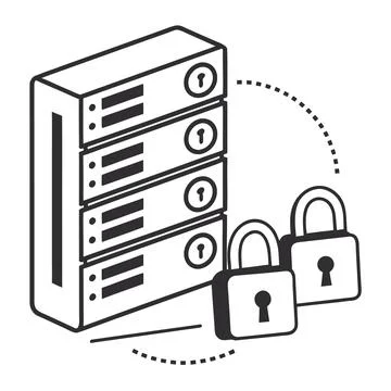 Secure Server Rack Icon Minimal Vector for Data Center Security Stock Illustration