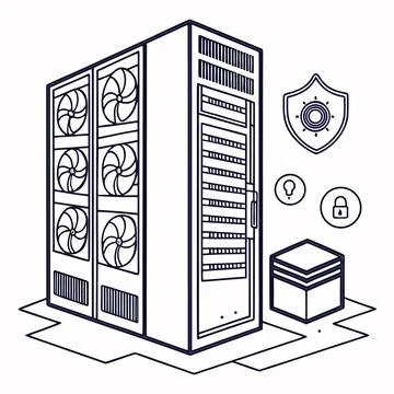 Secure Server Rack Icon Minimal Vector on White Background Stock Illustration