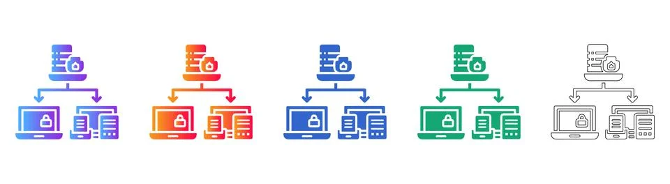 Secure Server Storage Network Icons 스톡 일러스트