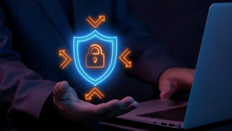 Secure service, protect data, internet safety, firewall system, privacy concept. Stock Footage 287841732