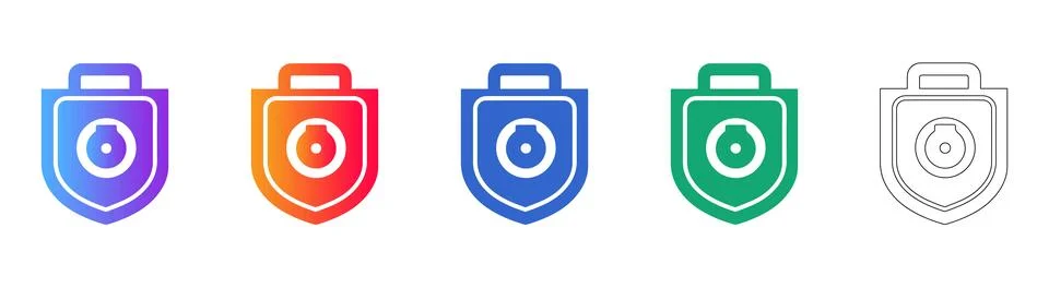 Secure Settings Shield Icon Set Stock Illustration