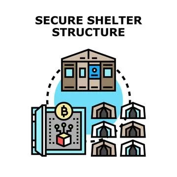 Secure shelter structure with digital asset protection Stock Illustration