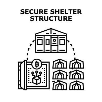 Secure shelter structure with digital asset protection Stock Illustration