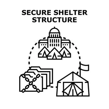 Secure shelter structure protecting confidential data Stock Illustration