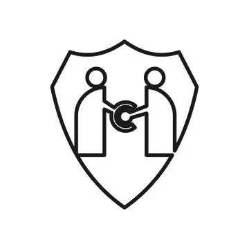 Secure shield Commitment Teamwork Together Outline Logo Stock Illustration