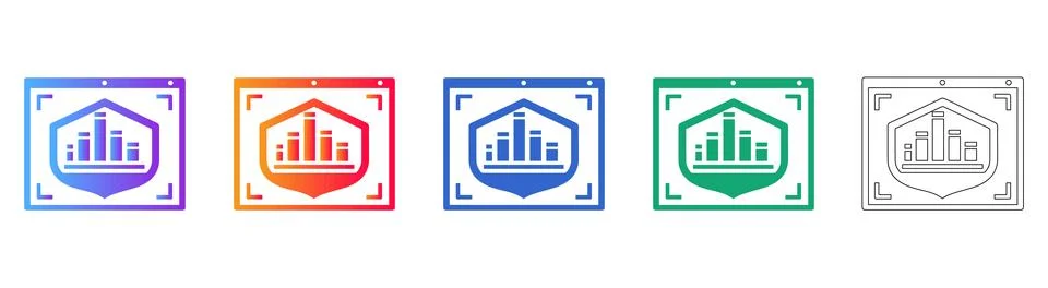 Secure Shield Data Chart Icons Stock Illustration