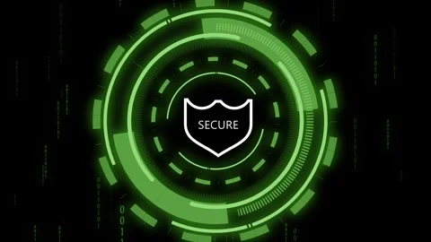 Secure shield icon animation on green interface. Secure shield icon data pr.. Video stock 337134060