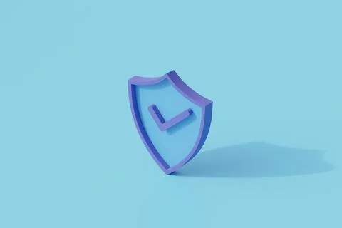 Secure shield icon single isolated object. 3d render illustration with isomet イラスト素材