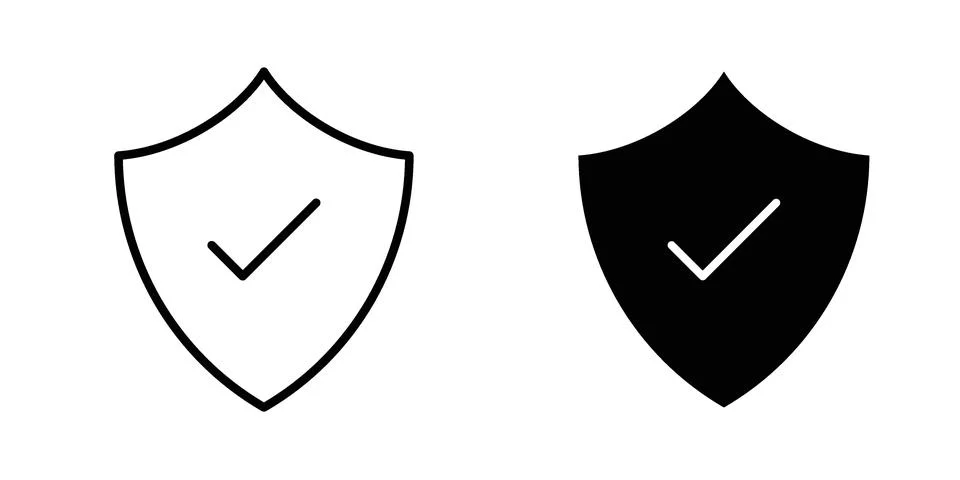 Secure shield icon vector concepts, line and silhouette style Stock Illustration