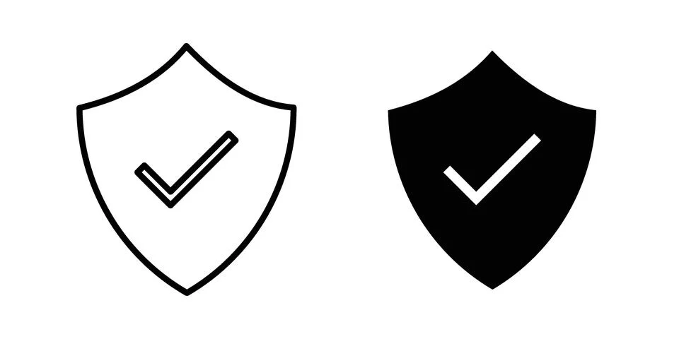 Secure shield icon vectors. Illustrations in black Stock Illustration