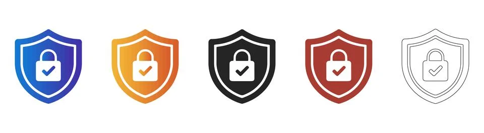 Secure shield lock icon for data protection and safety Illustrazione stock