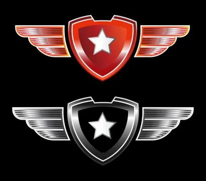 Secure shield with wings Illustrazione stock