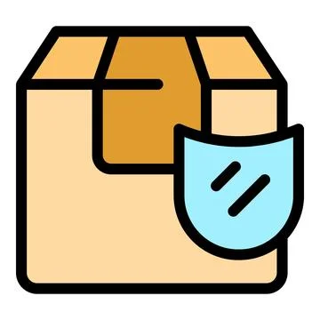 Secure shipping and delivery protecting cardboard box with shield icon イラスト素材