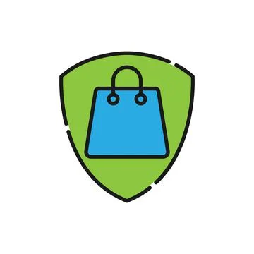Secure Shopping icon Vector Illustration. Shopping Security and Safety with S Stock-Illustration