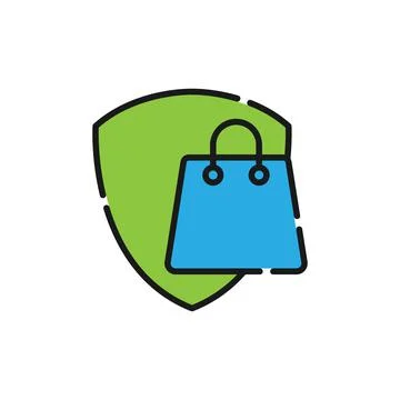 Secure Shopping icon Vector Illustration. Shopping Security and Safety with S Stock Illustration