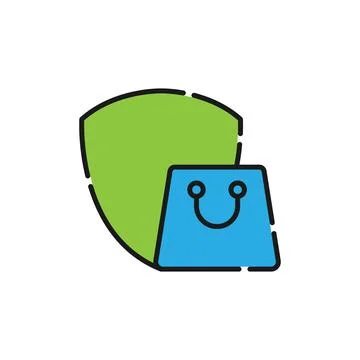 Secure Shopping icon Vector Illustration. Shopping Security and Safety with S Stock Illustration