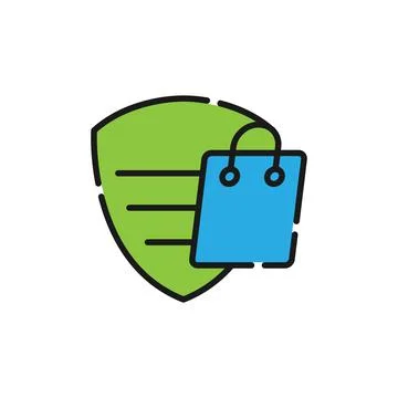 Secure Shopping icon Vector Illustration. Shopping Security and Safety with S Stock Illustration
