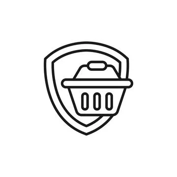 Secure Shopping icon Vector Illustration. Shopping Security and Safety with S Stock Illustration
