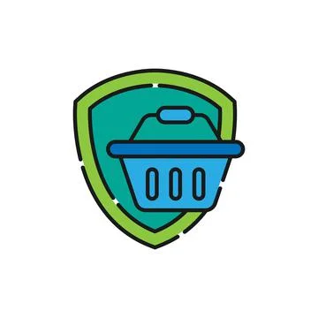 Secure Shopping icon Vector Illustration. Shopping Security and Safety with S Stock Illustration