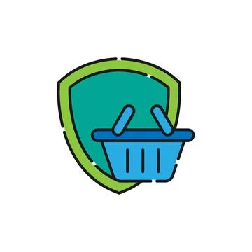 Secure Shopping icon Vector Illustration. Shopping Security and Safety with S Stock Illustration