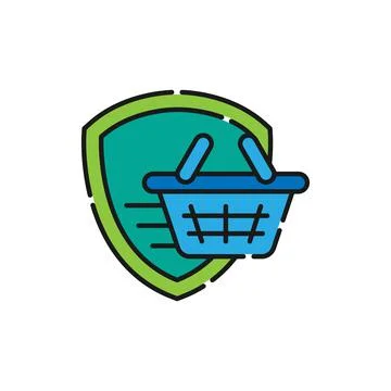 Secure Shopping icon Vector Illustration. Shopping Security and Safety with S Stock Illustration