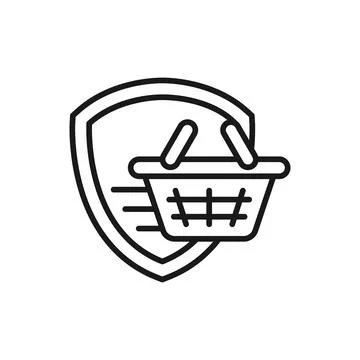 Secure Shopping icon Vector Illustration. Shopping Security and Safety with S Ilustração Stock