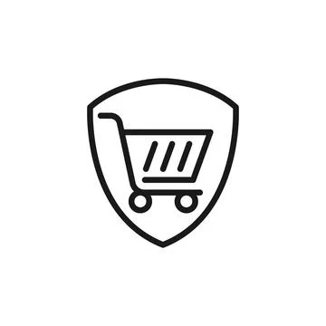 Secure Shopping icon Vector Illustration. Shopping Security and Safety with S Stock Illustration