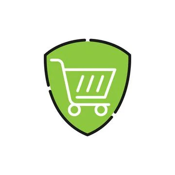 Secure Shopping icon Vector Illustration. Shopping Security and Safety with S Stock-Illustration