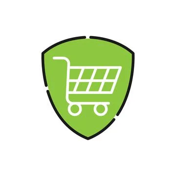 Secure Shopping icon Vector Illustration. Shopping Security and Safety with S Stock Illustration