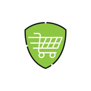 Secure Shopping icon Vector Illustration. Shopping Security and Safety with S Stock Illustration