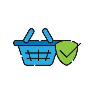 Secure Shopping icon Vector Illustration. Shopping Security and Safety with S Stock Illustration