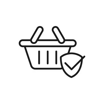 Secure Shopping icon Vector Illustration. Shopping Security and Safety with S Illustrazione stock