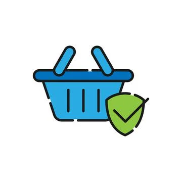Secure Shopping icon Vector Illustration. Shopping Security and Safety with S Иллюстрация