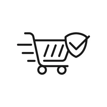 Secure Shopping icon Vector Illustration. Shopping Security and Safety with S Stock Illustration
