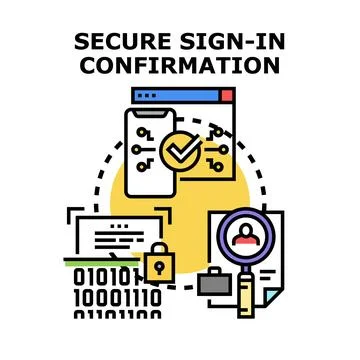Secure sign in confirmation process for digital identity Stock Illustration