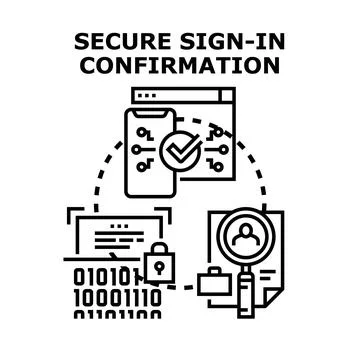 Secure sign in confirmation process for digital identity Stock Illustration