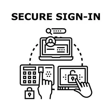 Secure sign in process for multifactor authentication Illustrazione stock