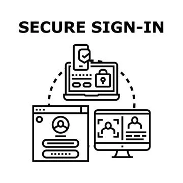 Secure sign in process for online account 库存插图