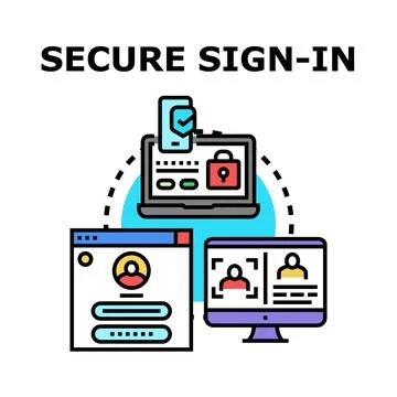 Secure sign in process for online account Stock Illustration