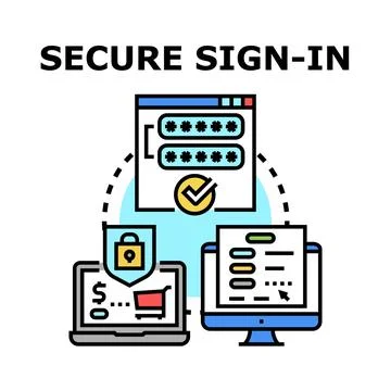 Secure sign in process for online data protection Stock Illustration