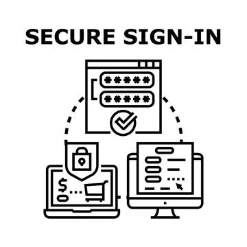 Secure sign in process for online data protection Stock Illustration